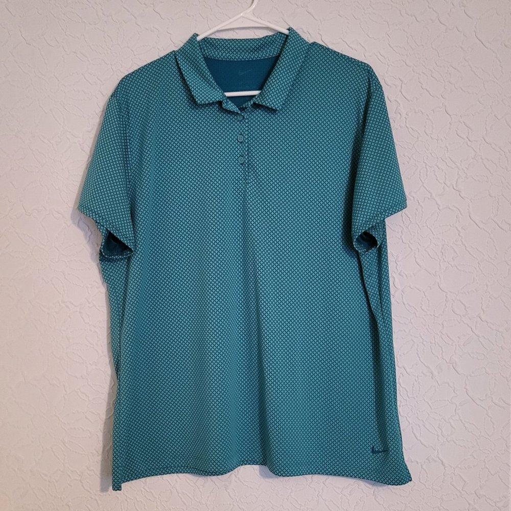 Nike Dri-Fit Short Sleeve Golf/Tennis Teal Polo Shirt Women's Size XXL